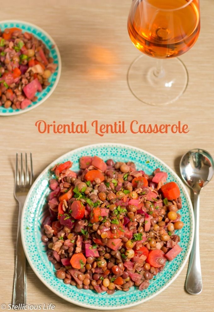 Make this oriental lentil casserole with bacon, carrots, beets and raisins, and sprinkle it with cinnamon for an unusual but extraordinary flavour combination. 