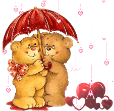 Raining Hearts Couple Teddy Bears alphabet heart animated gif
