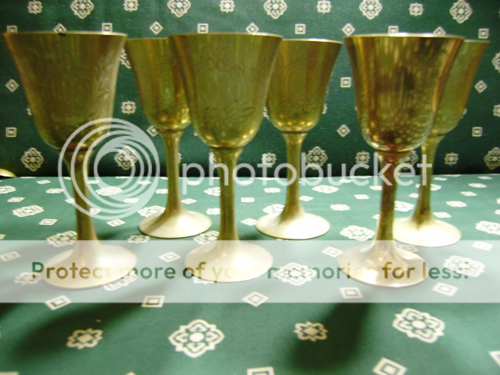 LOT 6 VINTAGE LIQUER GLASSES 5 BRONZE+1 24K GOLD RARE  