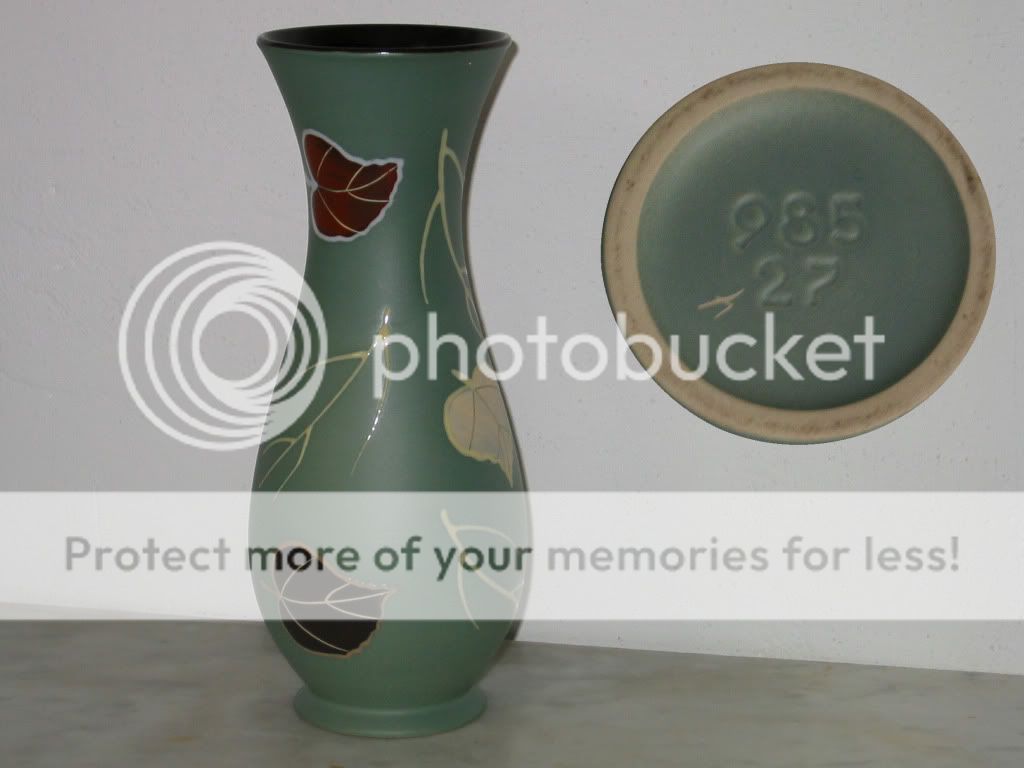 KERAMIK VASE 50er Jahre Design Blattmotiv TOP Zust.50s