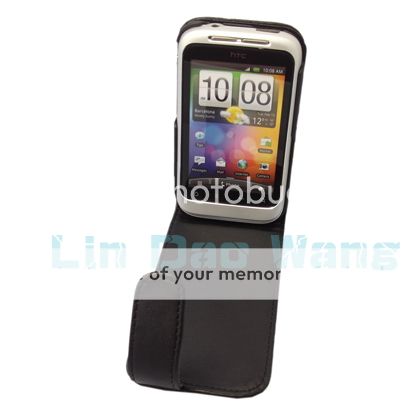 Black Leather Case Cover Pouch + LCD Film For HTC Wildfire S A510E