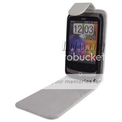 WHITE LEATHER CASE COVER POUCH + LCD FILM FOR HTC WILDFIRE G8