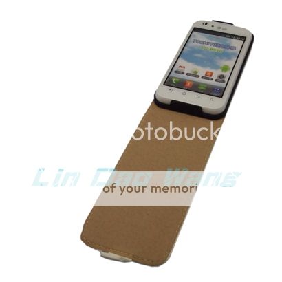 White Flip Leather Case Cover Pouch + LCD Film For LG OPTIMUS BLACK 