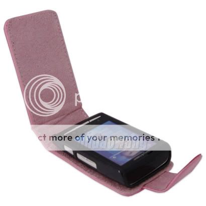 PINK LEATHER CASE POUCH FOR + FILM FOR SONY ERICSSON XPERIA X10 MINI