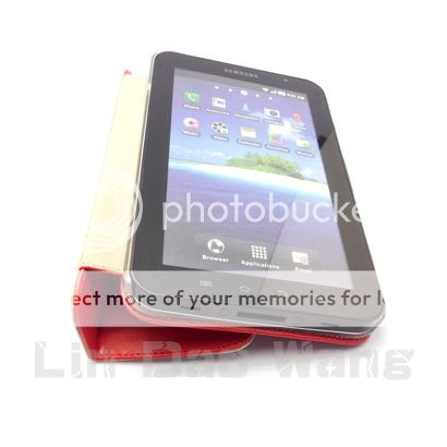 Genuine Red Leather Case + Film For Samsung Galaxy Tab P1000 Book